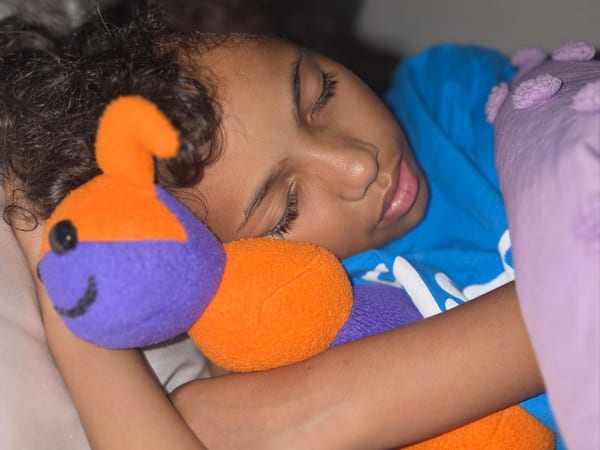 Child hugging a stuffed animal companion for comfort