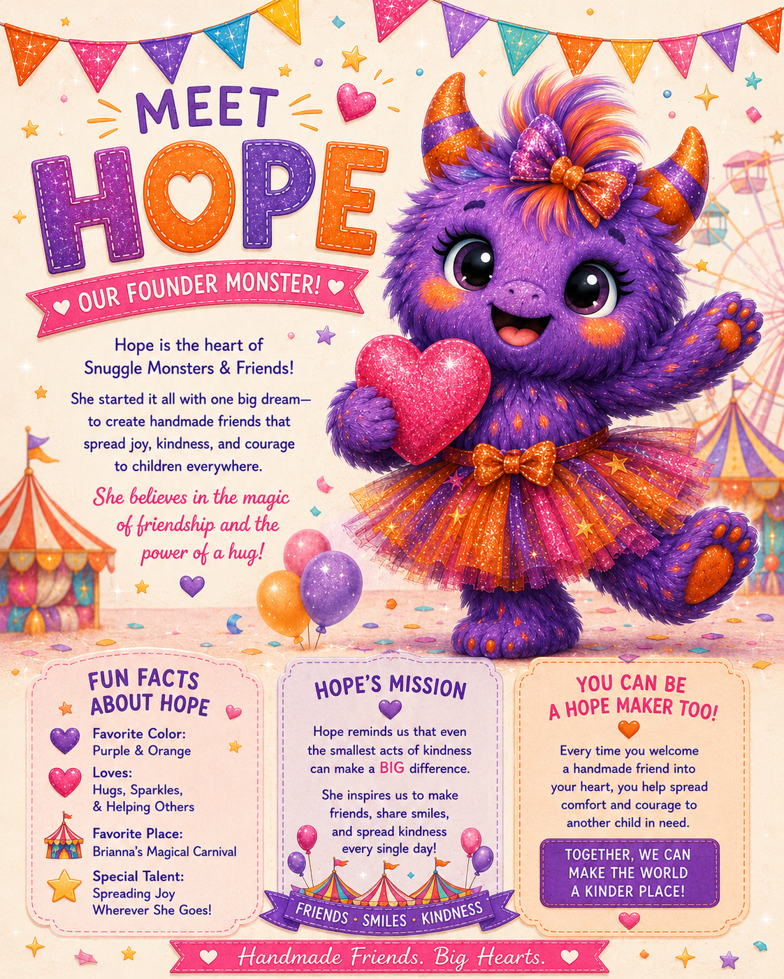 Hope's character info card — Meet Hope, Our Founder Monster